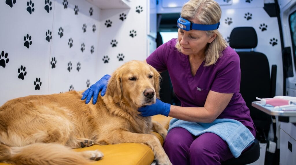 Anesthesia-free dog dental cleaning Orlando: The Magic Paws Senses Therapy protocol in the mobile van
