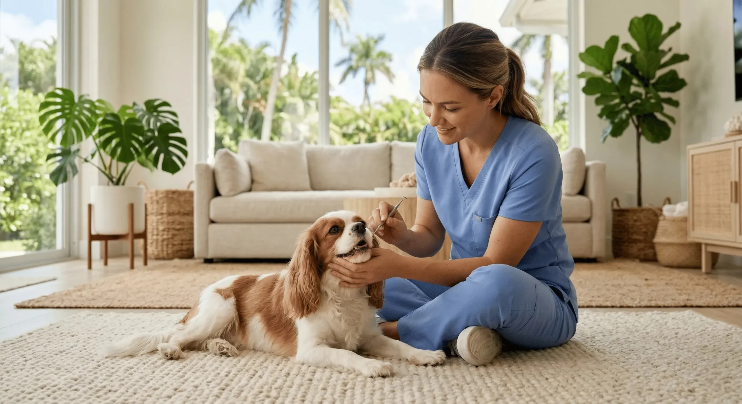 no anesthesia dog teeth cleaning with a professional in a dog's home