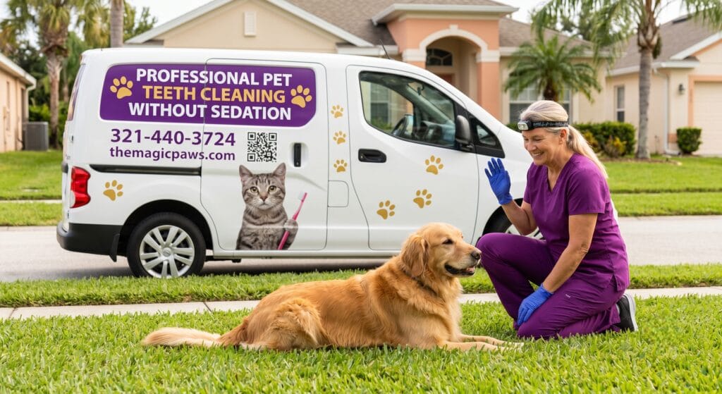 Labrador Retriever with clean healthy teeth in home setting, representing dental wash for dogs