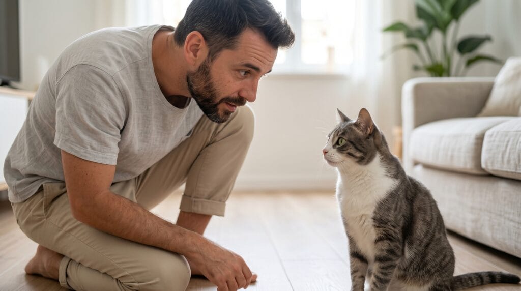 cat bad breath — owner noticing signs during a calm moment at home.