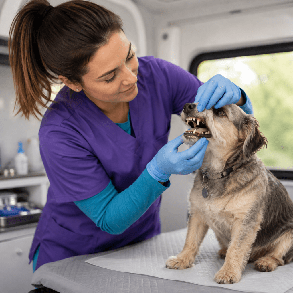 Candidacy check to determine eligibility for anesthesia-free treatment of senior dog dental disease.